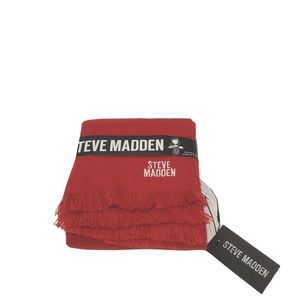 Steve Madden logo women's red fringed soft wrap scarf NWT